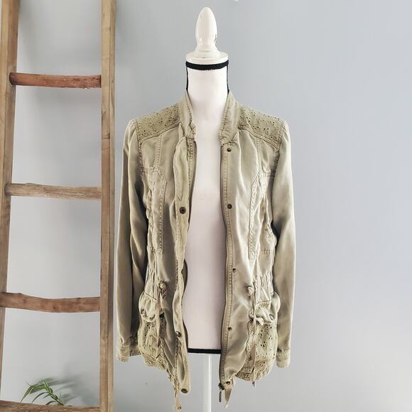 Max Jeans Olive Green Lightweight Utililty Jacket Size M - Picture 2 of 10